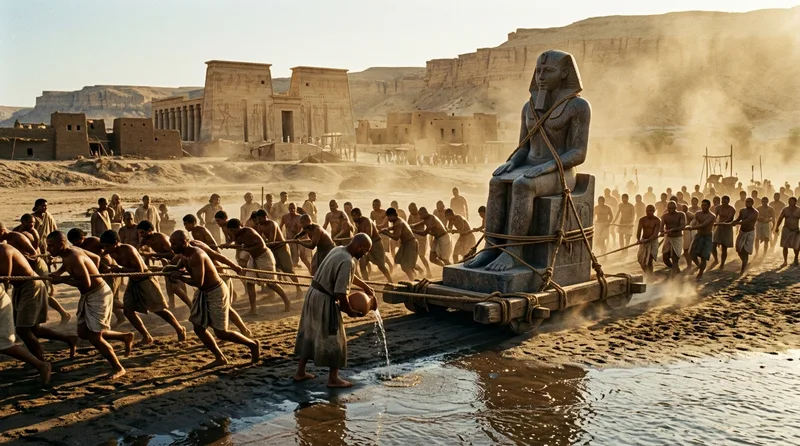 Wooden Sledges on Water-Soaked Sand Paths - Historical illustration