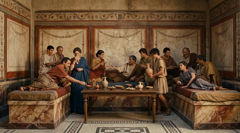 The House of the Chaste Lovers’ Banquet Fresco Reveals Strict Dining Etiquette - Historical illustration