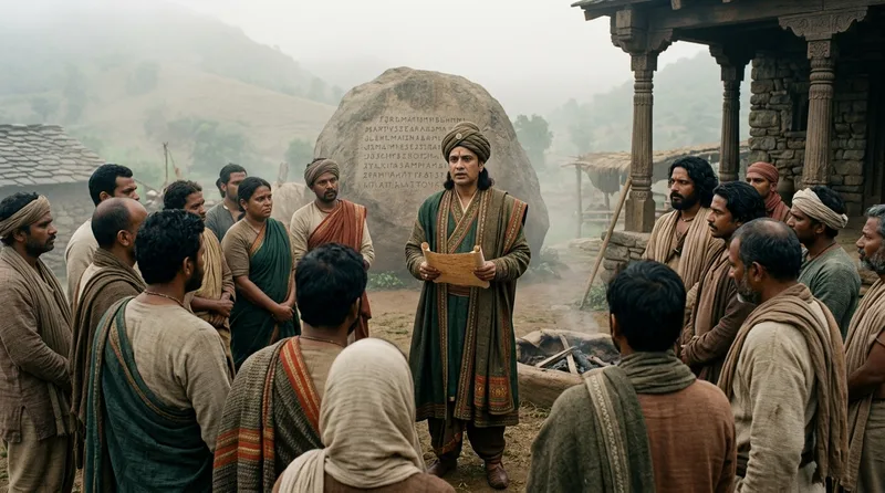 Rock Edict I: Ancient India’s Revolutionary Ban on Animal Sacrifice - Historical illustration