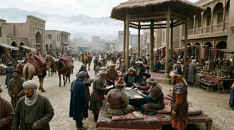 Kashgar Silk Road Crossroads: Commercial Intelligence Hub - Historical illustration