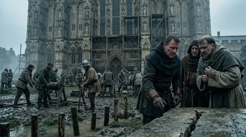 Wells Cathedral: When the Marshland Foundations Began Sinking - Historical illustration