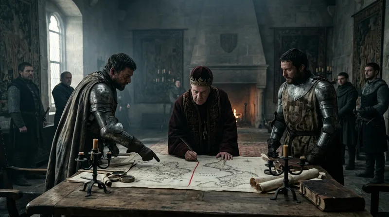 Inter Caetera: The Pope Divides the Entire New World on a Map - Historical illustration