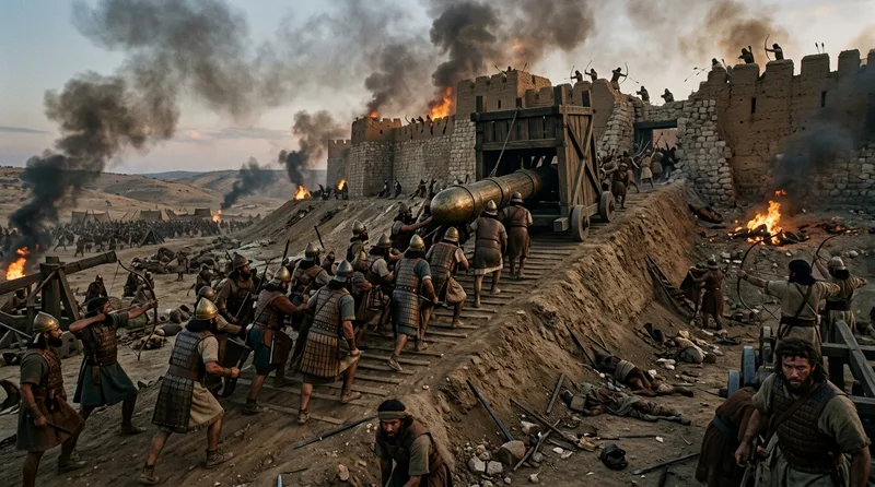 Assyrian Siege Ramps Conquered the Unconquerable in 701 BCE - Historical illustration