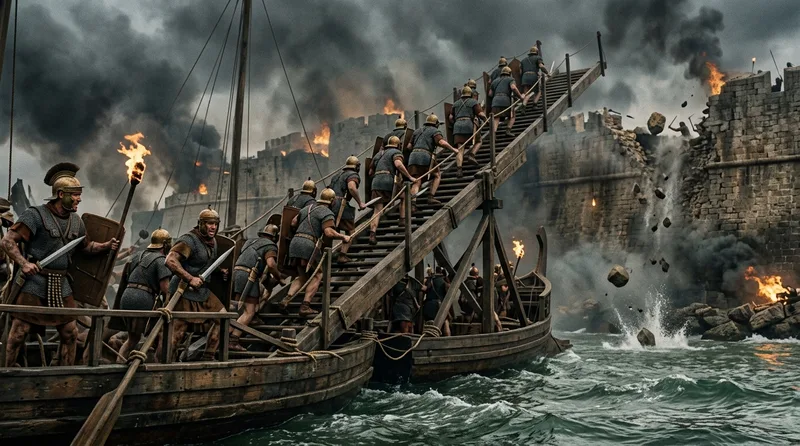 The Sambuca Combined Ship and Ladder to Scale Sea Walls - Historical illustration